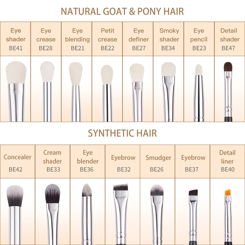 BEILI Black 10-19Pcs Makeup Brushes Natural Hair Eyeshadow Blending Eyeliner Makeup Brush Set Shader Eyebrow brochas maquillaje