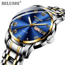 BELUSHI Top Brand Luxury Mens Watches Luminous Waterproof Stainless Steel Watch Quartz Men Date Calendar Business Wristwatch