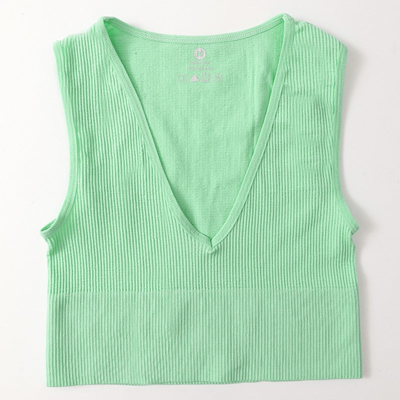 Vintage Crop Top Women Seamless Underwear Sexy Lingerie Female Tanks Vest Harajuku Deep V Neck Summer Camis Crop Top Camisole