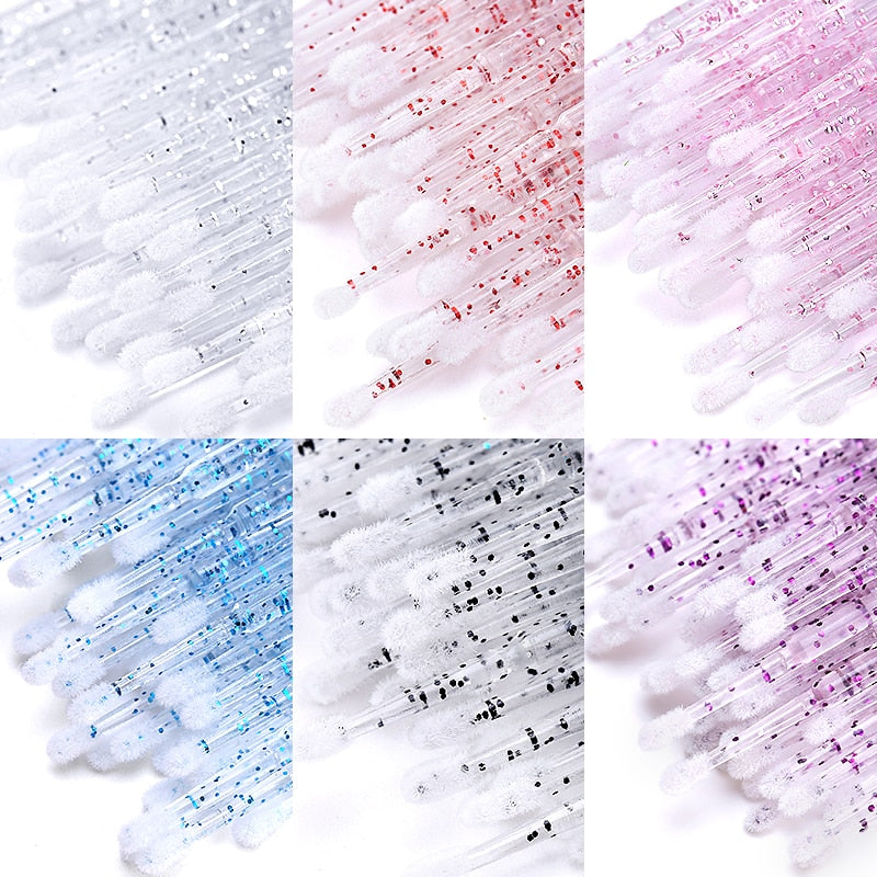 Crystal Disposable Eyelash Brushes Swab Microbrushes Eyelash Extension Tools Individual Eyelashes Removing Tools Applicators