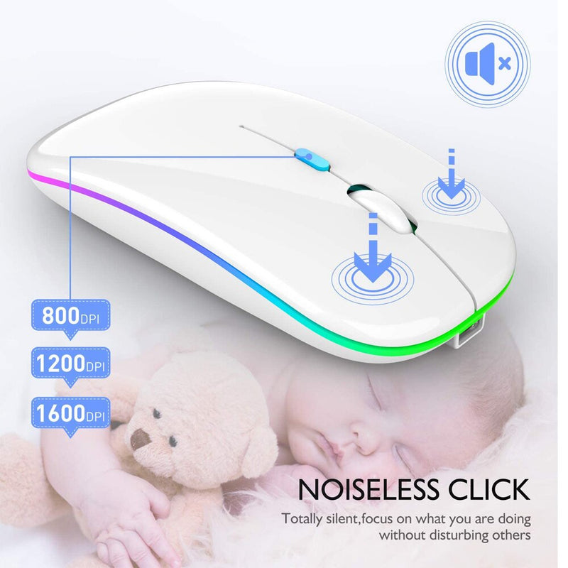 Wireless Mouse USB Rechargeable Bluetooth-compatible RGB Mouse Silent Ergonomic Mouse With Backlight For Laptop PC ipad