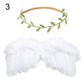 2pcs/set Cute Newborn Angel Feather Wings with Baby Girl Rose Flower Headband Hair Accessories for Infant Photography Props