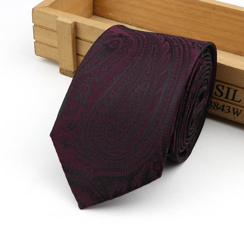 61 Colors Jacquard Striped Plaid Paisley Necktie 6cm Polyester Male Narrow Tie Skinny Tuxedo Suit Shirt Gift For Men Accessory
