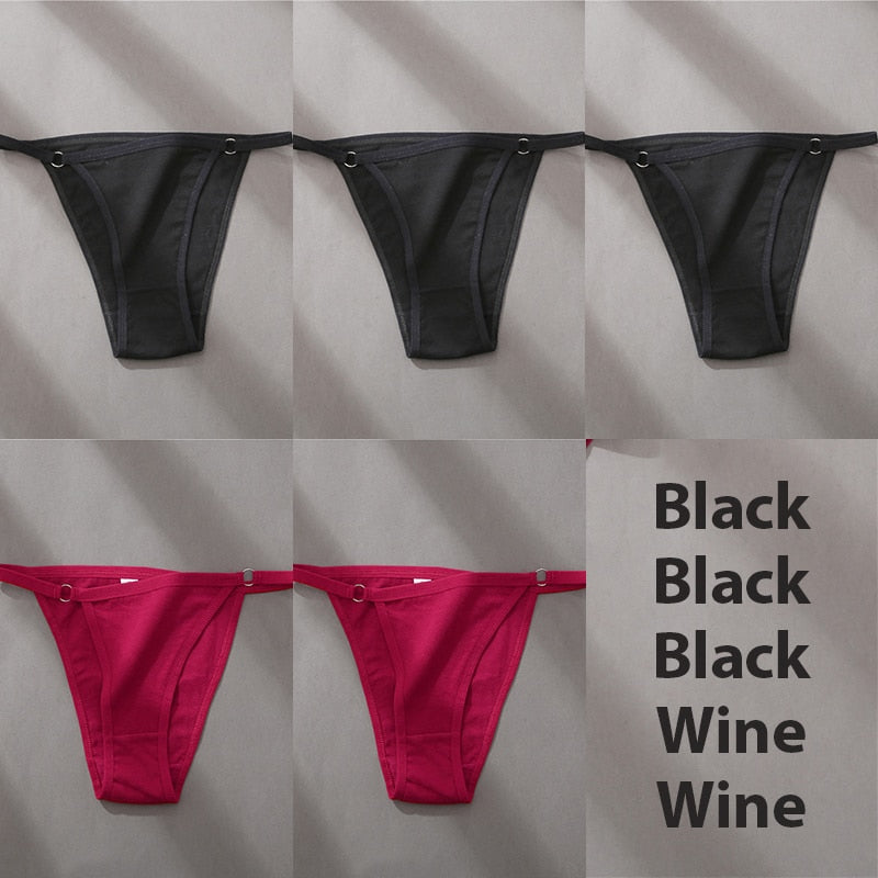 5PCS/Set Sexy Underwear Cotton Panties Women Lingerie Female Underpants Hoop Design Waistband Briefs Intimate Bikini Panty Woman