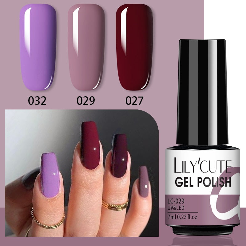 LILYCUTE 3 PCS Gel Nail Polish Set Nude Pink Glitter Sequins Matte Effect Gel Long Lasting Base Top Coat Nail Art Design Hybrid