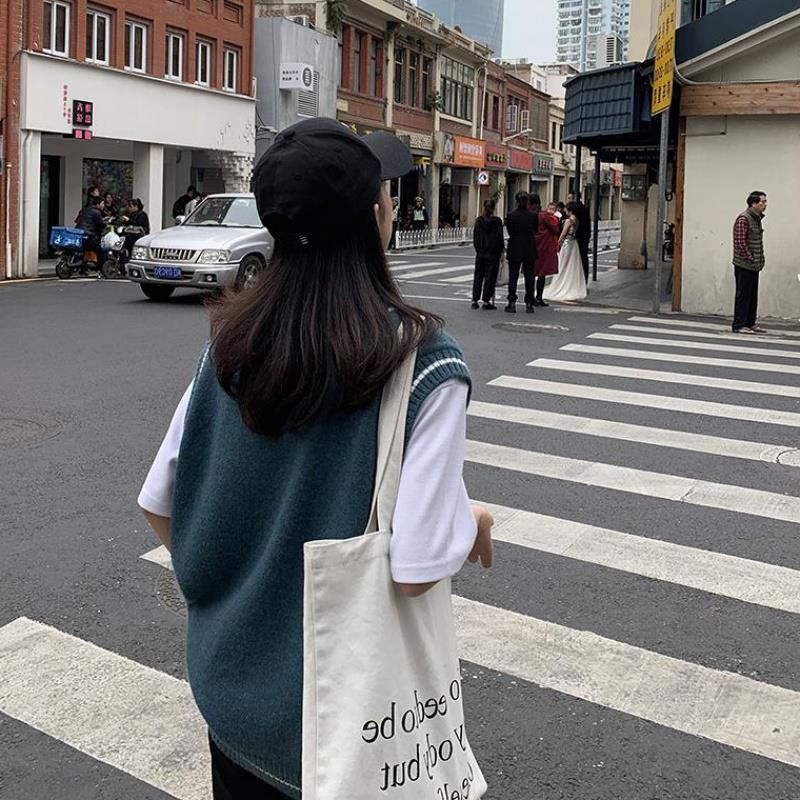 Vests Women Simple Classic BF Spring Autumn Femme Knitted Outwear Young Lovely All-match Striped Schoolgirls Sleeveless Jacket