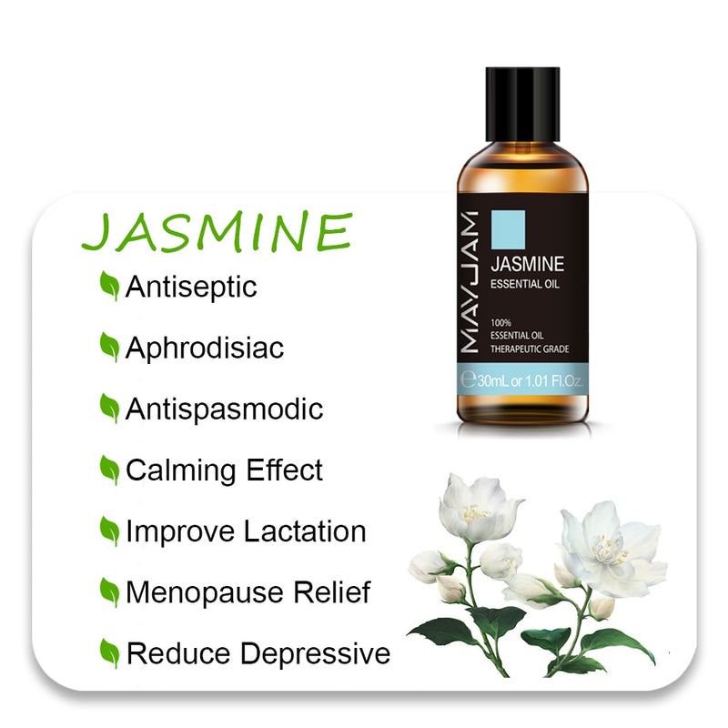 MAYJAM 10ml 30ml 100ml Essential Oils For Humidifier Diffuser Lavender Jasmine Eucalyptus Ylang Ylang Vanilla Tea Tree Aroma Oil