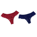 2Pcs/lot Women Sexy Lace Lingerie Temptation Low-waist Panties Embroidery Thong Transparent Hollow out Underwear Free shipping