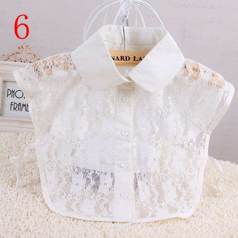 Fashion White Black Lace Fake Collar Blouse Vintage Detachable Shirt False Collar Lapel Blouse Top Women Clothes Accessories