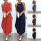 Printed Maxi Dresses VONDA Bohemian Sexy Sleeveless Sundress Women Causal Halter Summer Beach Dress Asymmetric Long Dresses