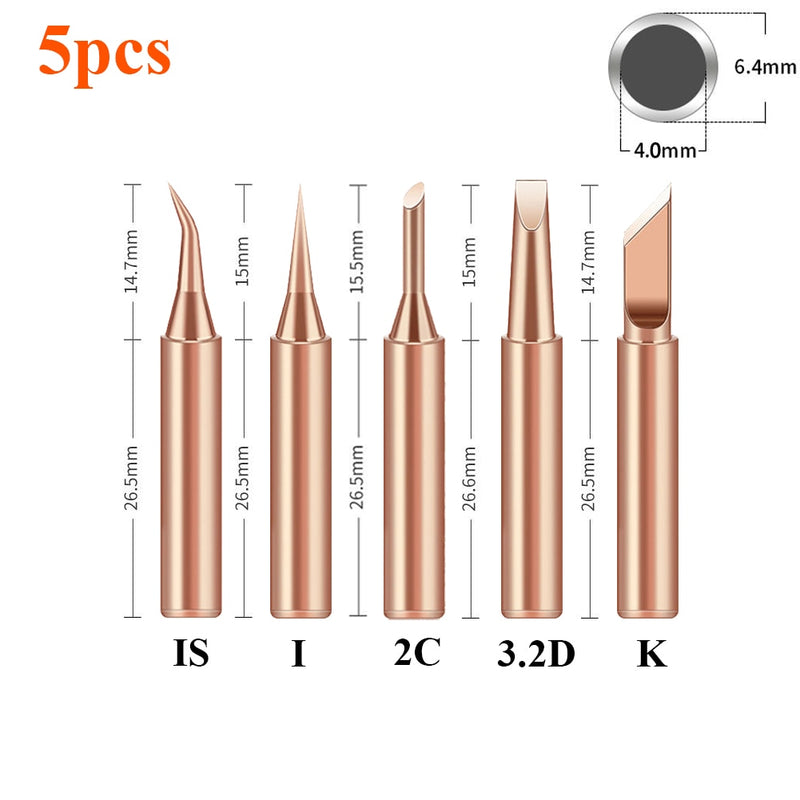 5Pcs 900M-T-I 900M-T-B Pure Copper Iron Tip Soldering Tip Rework Station Welding Head BGA Soldering Tools Branding Iron Welding