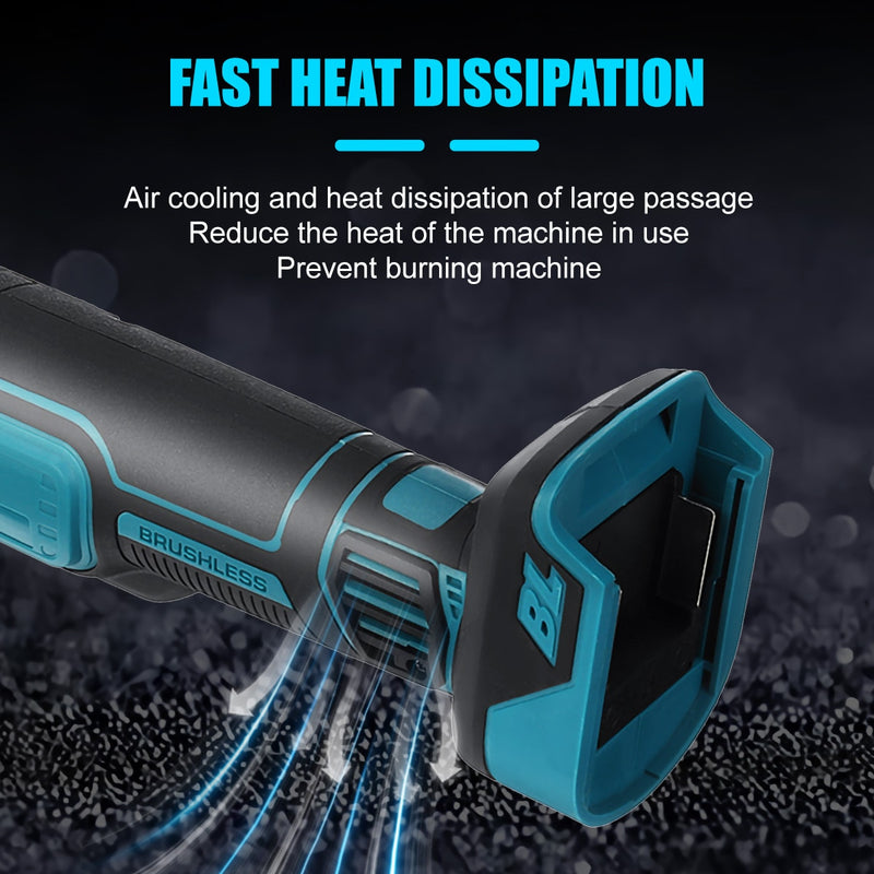 Drillpro 18V 125/100mm Brushless Impact  Angle Grinder Cordless Cutting Machine Polisher Power Tools compatible Makita Battery