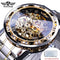 Winner Transparent Fashion Diamond Luminous Gear Movement Royal Design Men Top Brand Luxury Male Mechanical Skeleton Wrist Watch