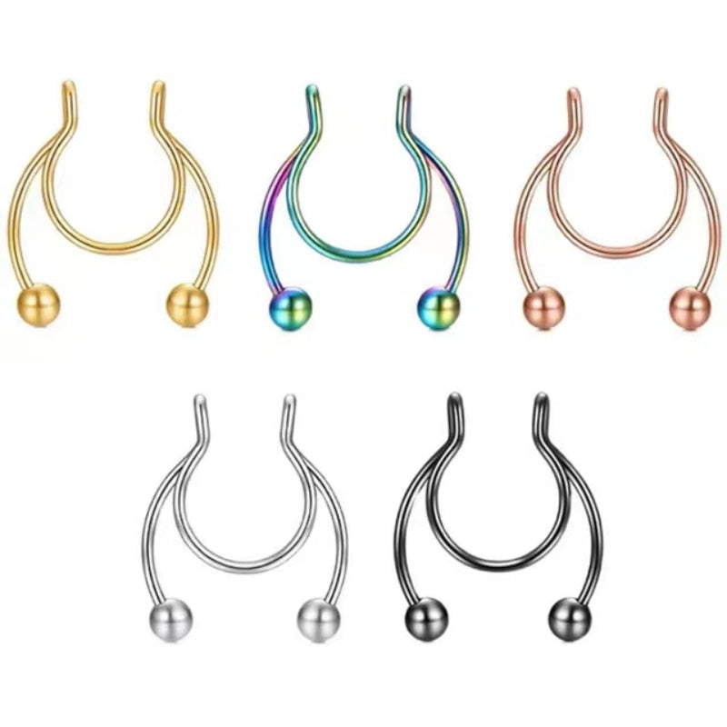 2021 Fake Piercing Nose Ring Alloy Nose Piercing Hoop Septum Rings For Women Fashion Body Jewelry Gifts Magnetic Fake Piercing