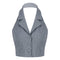 Womens Stripe Vests Elegant OL Waistcoat Suit Vest Halter Neck V-Neck Office Ladies Crop Tops Business Formal Work Wear Mujer