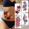Watercolor Rose Flower Temporary Tattoo For Women Kids Girls Cherry Fake Tattoos Sticker Sexy Lotus Henna Waterproof Tatoo Waist