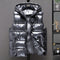 2022 New Women Winter Bright Vests Hooded Thick Vest Waterproof Cotton Padded Sleeveless Coat Female Waterproof Thick Waistcoat