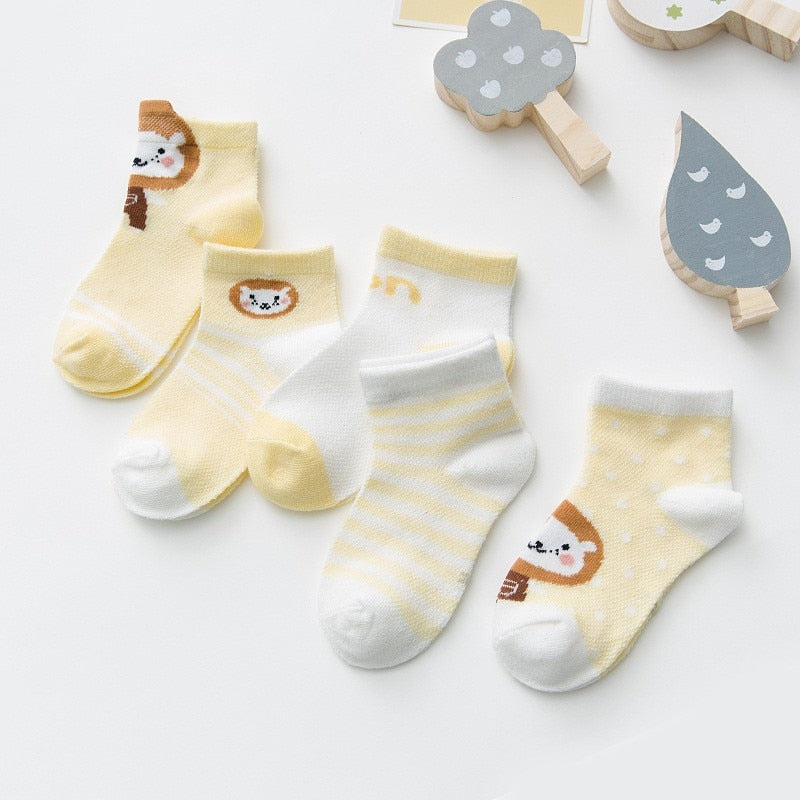 5Pairs/lot 0-3Y Infant Baby Socks Baby Socks for Boys Girls Cotton Mesh Newborn Toddler First Walkers Baby Clothes Accessories