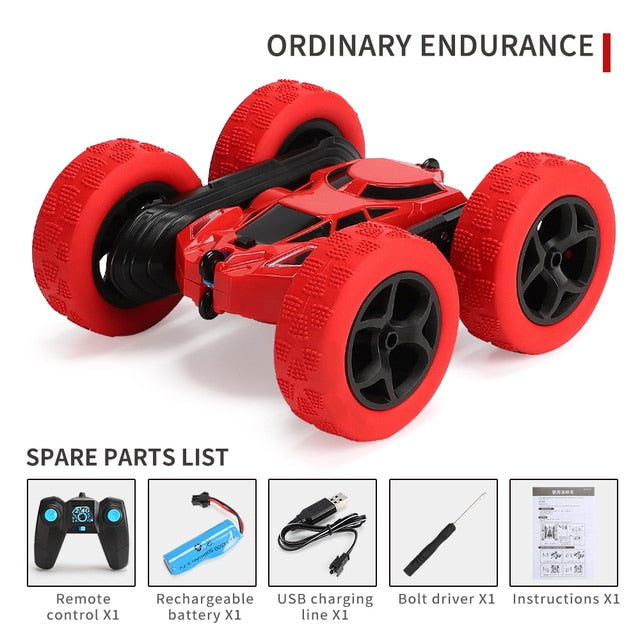 Roclub 4WD RC Car 2.4G Radio Remote Control Car 1:24 Double Side RC Stunt Cars 360° Reversal Vehicle Model Toys For Children Boy