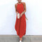 Women Dress Summer 2021 Casual Sleeveless Retro Halter Solid Beach Long Dress Round Neck Sling Fashion Beach Clothes Plus Size