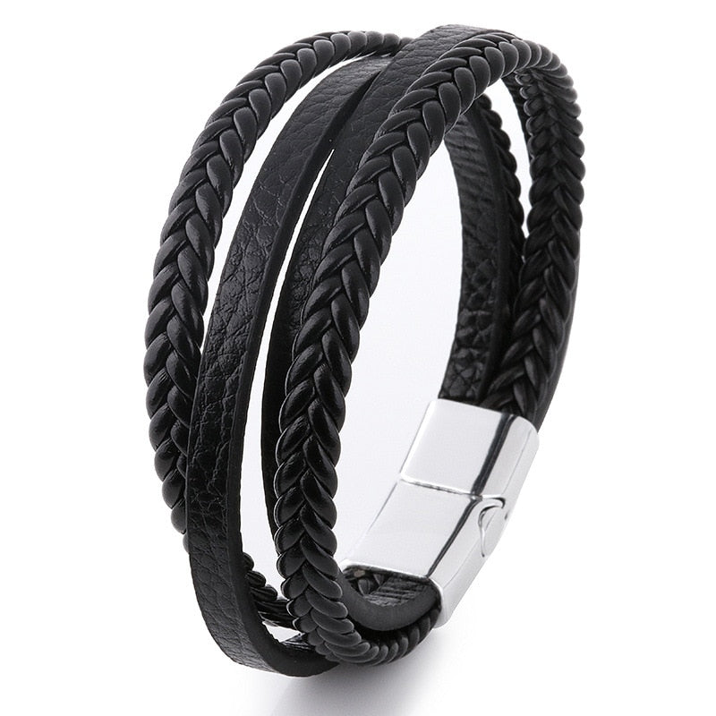 ZOSHI Trendy Genuine Leather Bracelets Mens Multilayer Braided Rope Bracelets Male Female Bracelets Retro Jewelry