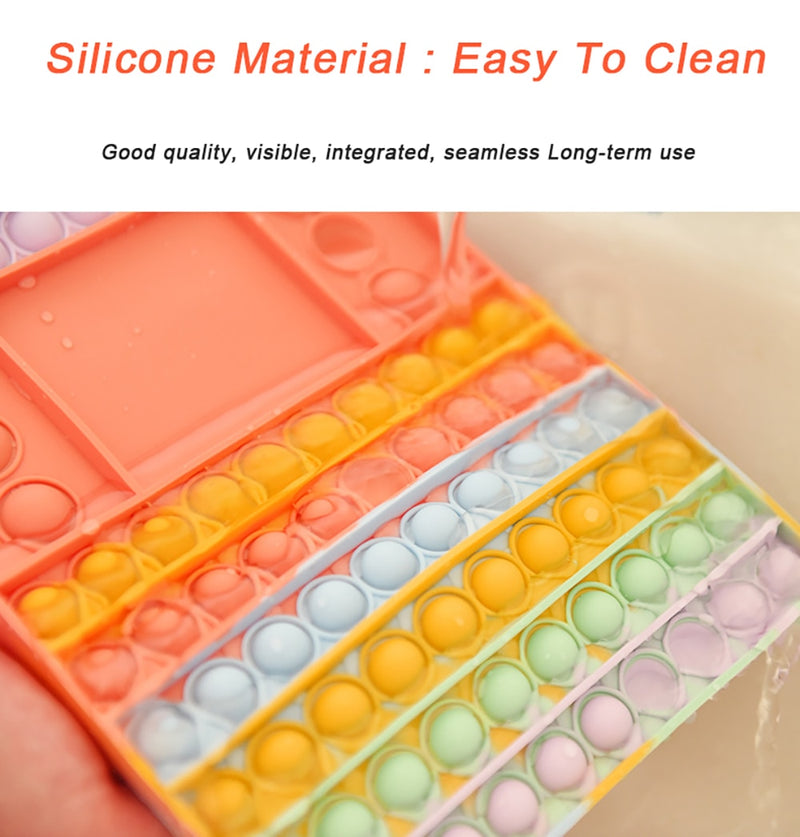 Rainbow Push Bubble Pop Fidget Stress Relief Squeeze Ball Toy for Kid Children Antistress Game Hand Simple Dimple Relax Adult