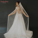 YouLaPan V05 Luxury Bridal Tulle Bridal Veil Pearl Wedding Veil with Hair Comb 1 Tier Long Wedding Veil Cathedral Wedding Veil