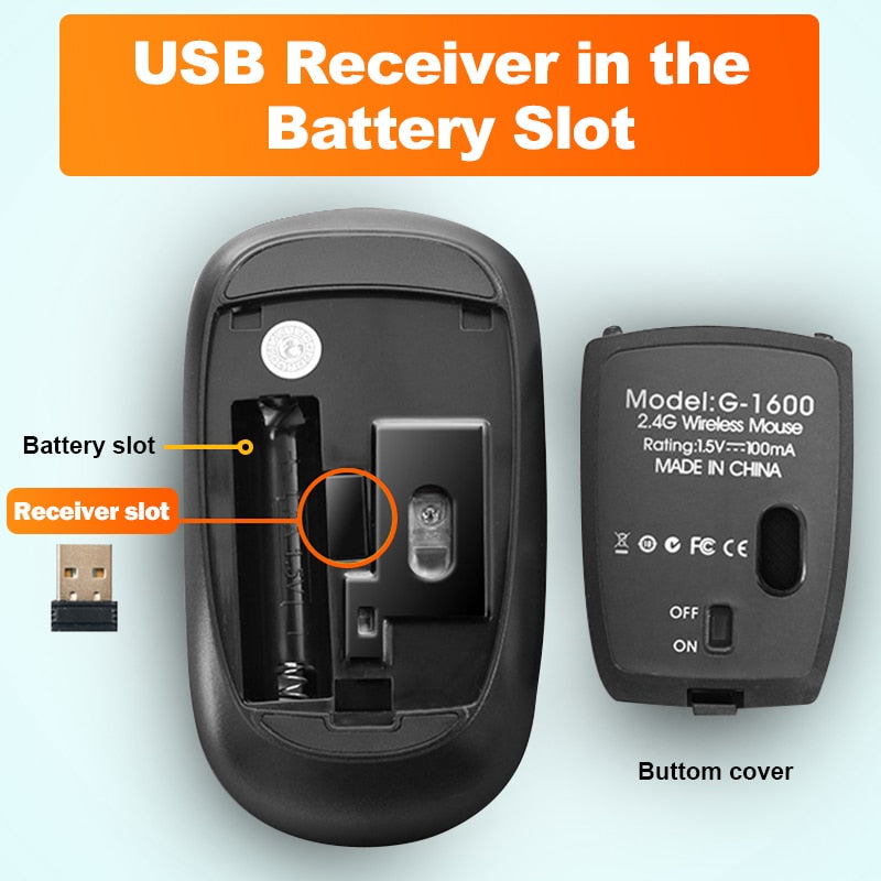 iMice Wireless Mouse Silent Computer Mouse 1600 DPI Ergonomic Mause Noiseless Sound USB PC Mice Mute Wireless Mice for Laptop