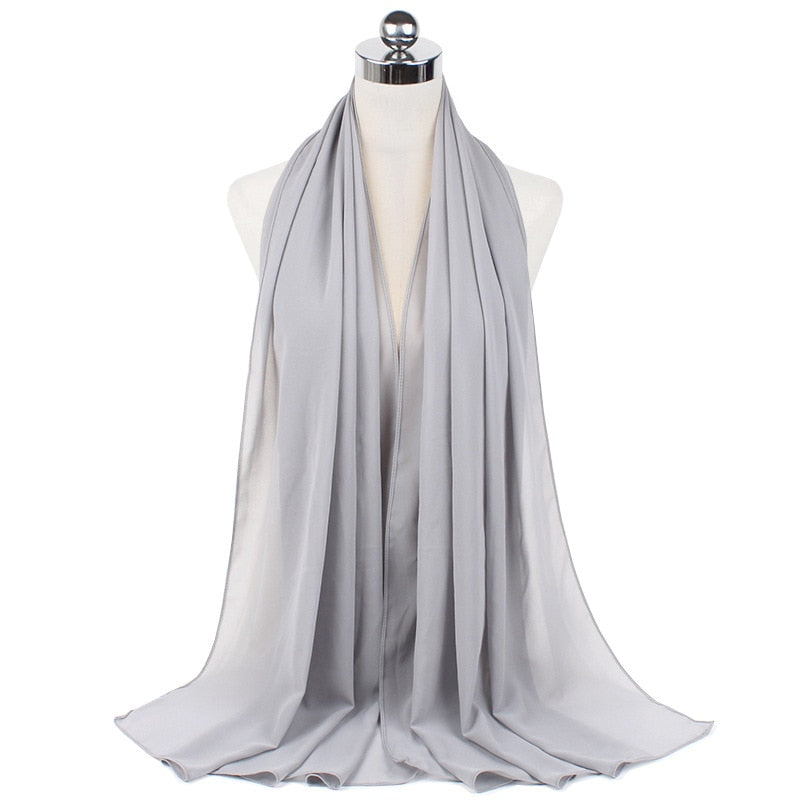 Muslim new Bubble Chiffon Hijab Scarf Women Solid Color Soft Long Shawls and Wraps Georgette Islamic Head Scarves Ladies Hijabs