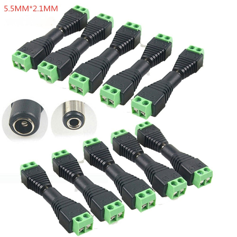 Male Female DC Connector 2.1mm*2.5mm Power Jack Adapter Plug For LED Strip Light CCTV Router Camera Home Applicance