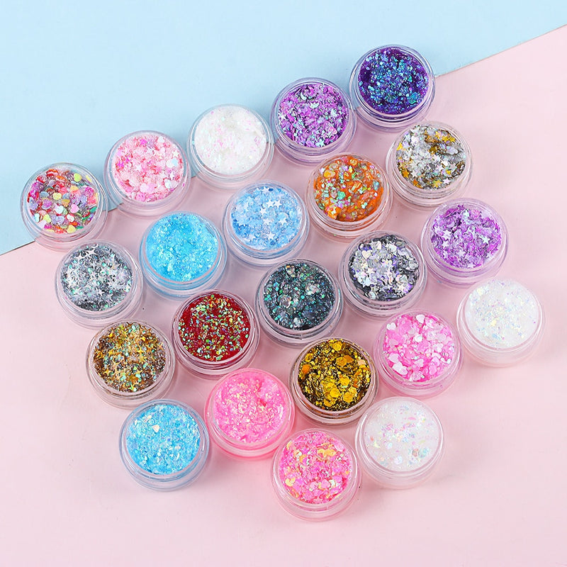 1Pcs Glitter Glam Eye Sparkly Glitter Hair Shimmer Gel Flash Heart Loose Sequins Glitter Eyeshadow Party Face Body Decoration