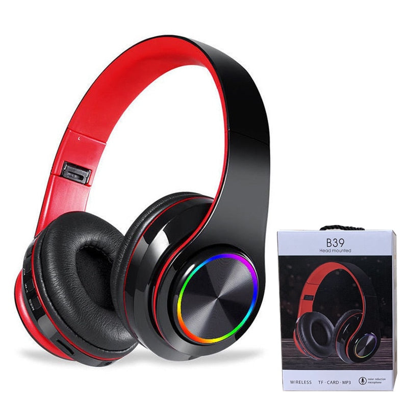 Headsets Gamer Headphones Blutooth Surround Sound Stereo Wireless Earphone USB With MicroPhone Colourful Light PC Laptop Headset