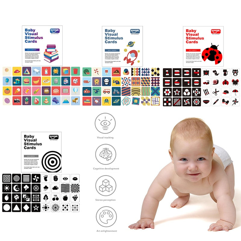 0-36M Baby Early Education Card Black And White Cards  Color Training Visual Stimulation Montessori Shape Animal Cognitive Toys