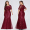 2022 Plus Size Sequin Mesh Mermaid Slim Evening Dress Beaded Leaves Pattern Formal  Women Elegant Party Prom Gowns Short Sleeve