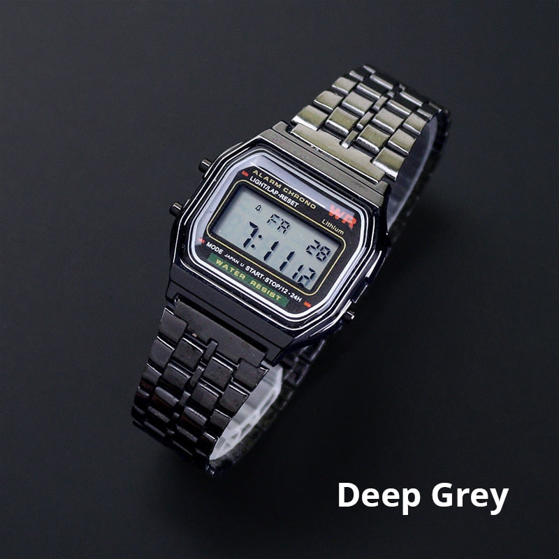 Rose Gold Silver Watches Men Women Electronic Digital Display Retro Style Clock Men&