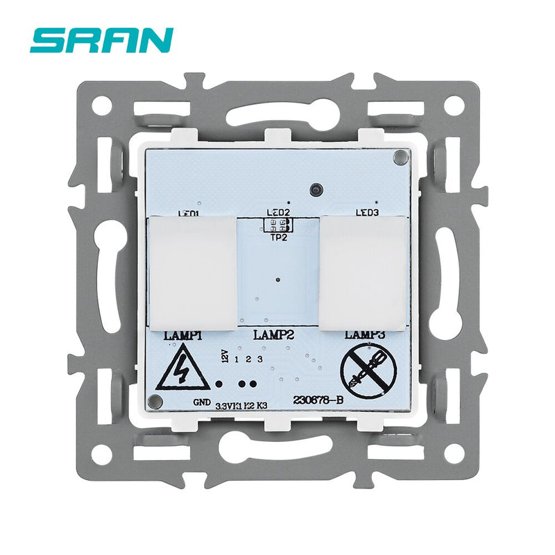 SRAN F6 Series White Crystal Tempered Glass Panel Light switch eu french wall socket usb tv rj45 rj11 Sensor switch Module DIY
