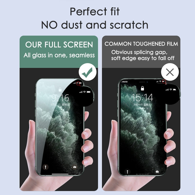 3PCS Full Cover Protective Glass On For iPhone 11 12 13 14 Pro Max Screen Protector For iPhone X XR XS Max 7 8 6s Plus SE Glass