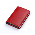 Custom Name Business Bank Credit Card Holder Men Wallet Coin Leather Wallet RFID Aluminium Box CardHolder with Money Clips Purse