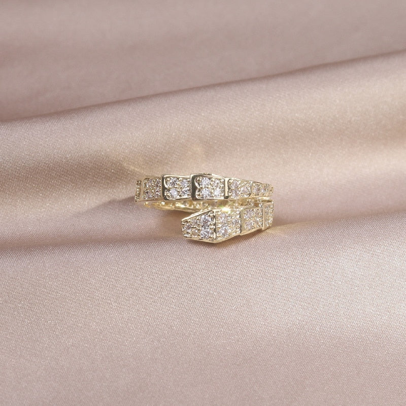 Korea New  Fashion Jewelry Exquisite 14K Real Gold Plated AAA Zircon Ring Elegant Women&