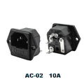 IEC320 C14 Electrical AC Socket 3 pin red LED 250V Rocker Switch 10A fuse female male inlet plug connector 2 pin socket mount