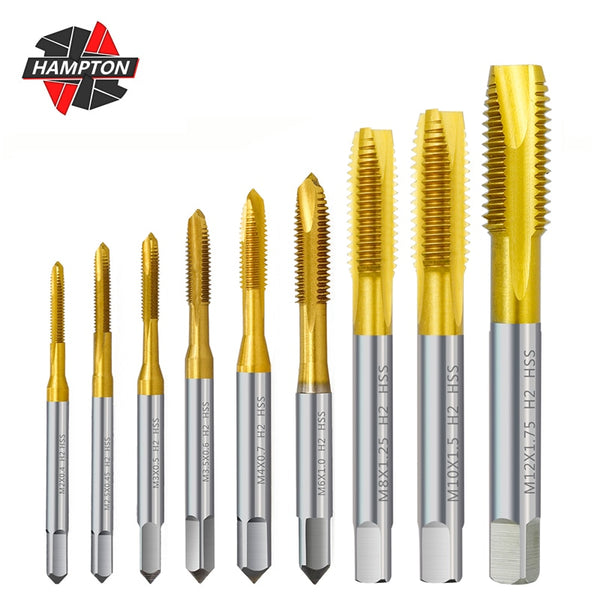 HSS Titanium Coating Screw Tap Drill Bit M2 M2.5 M3 M3.5 M4 M5 M6 M8 M10 M12 Metric Straight Flute Thread Tap Hand Tools
