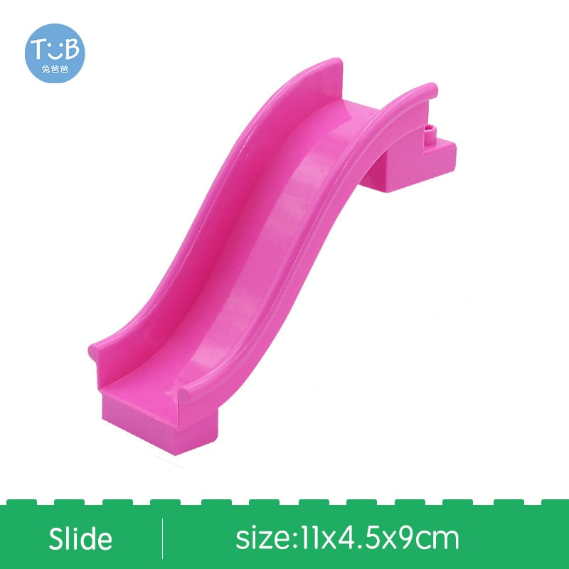 Blocks Amusement Park Accessory Slide Ladder Swing Seesaw Carousel Big Large-particle City Building Children&