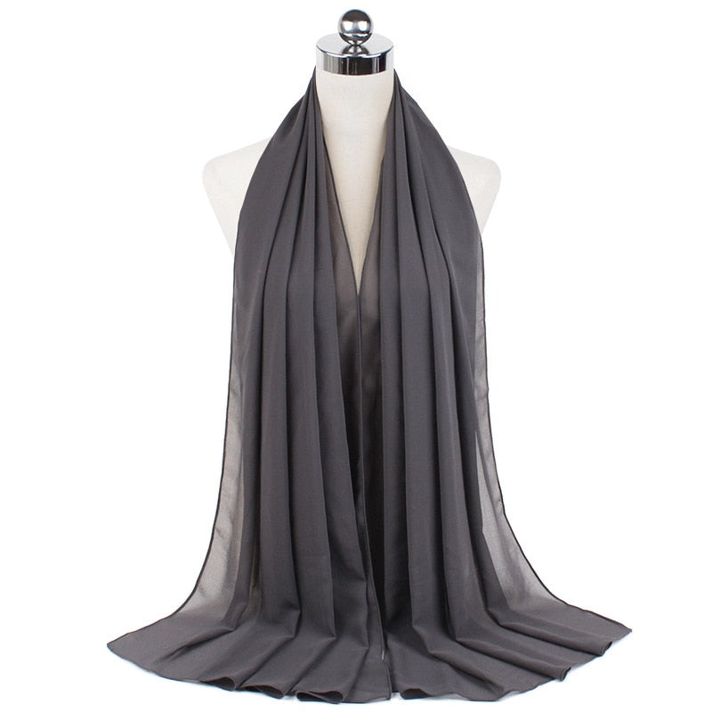 72*175cm Hijab Chiffon 2021 Maxi Big Size Scarf For Muslim Women Headscarf Ladies Headwraps Pashmina Hijab Muslim Fashion Islam