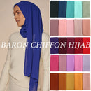 Muslim Bubble Chiffon Hijab Scarf Women Solid Color Soft Long Shawls and Wraps Georgette Head Scarves Ladies Hijabs