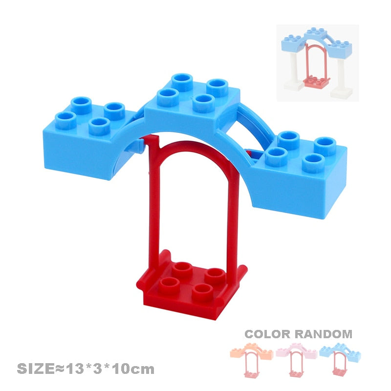 Big Building Blocks Pipeline Playground Spin Parts Slide Ladder Gear Swing Compatible Bricks Baby Assemble Interactive Toys Gift
