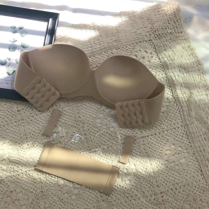 Women Sexy Strapless Bra Invisible Push Up Bras Underwear Seamless Solid Without Straps Bralette Lingerie
