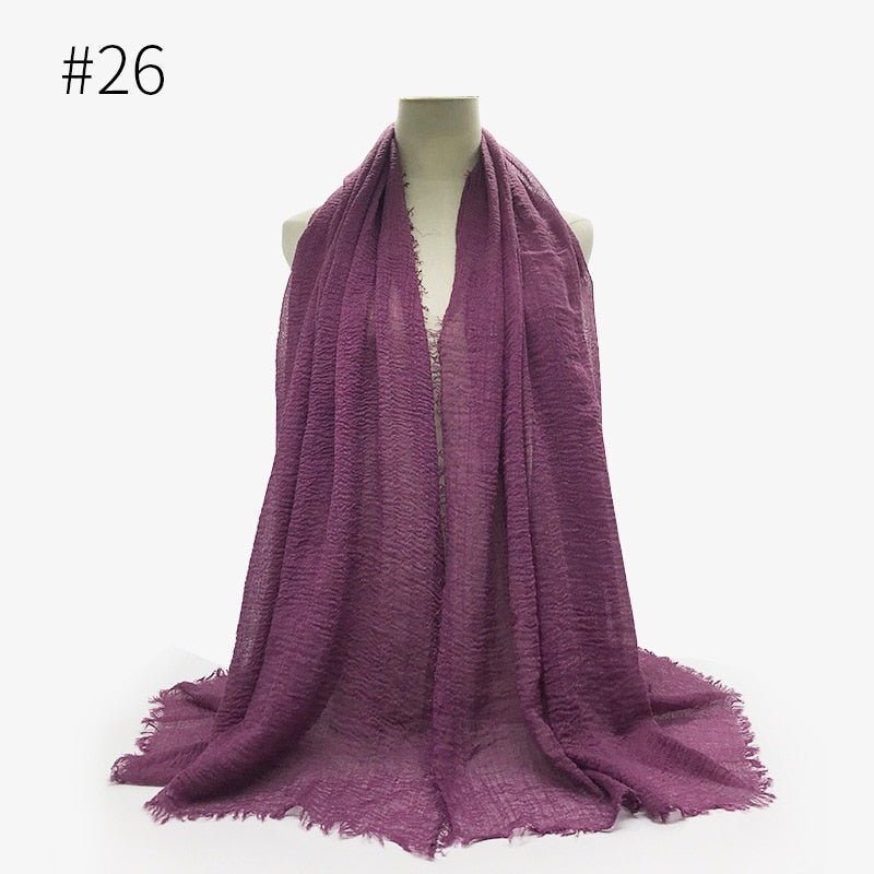 180X95CM Women Classic Muslim Crinkle Hijab Scarf Soft Cotton Head Scarves Turban Shawls Wraps Islamic Headband Femme Musulman