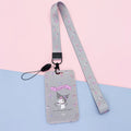 Kawaii Sanrio Keychain Cartoon Cat Sliding Card Holder Student Meal Card Bus Card Holder Lady Id Card Credit Card Holder Lanyard