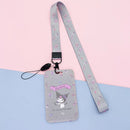 Kawaii Sanrio Keychain Cartoon Cat Sliding Card Holder Student Meal Card Bus Card Holder Lady Id Card Credit Card Holder Lanyard