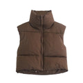 Puffy Vest Women Zip Up Stand Collar Sleeveless Lightweight Padded Cropped Puffer Quilted Vest Winter Warm Coat Jacket 2022 New